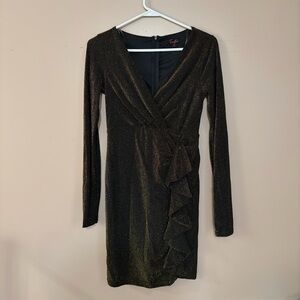 Fiestar Black & Gold Shimmer Long Sleeve Dress